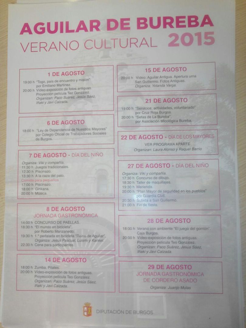 VERANO CULTURAL AGUILAR DE BUREBA 2015
